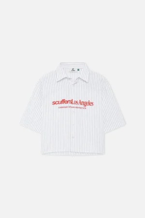 New Scuffers Not LA Yet Ecru Pinstripe Shirt