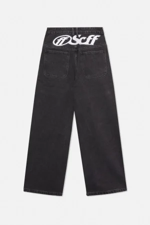 Online Scuffers Ripped Oversized Washed Black Jeans