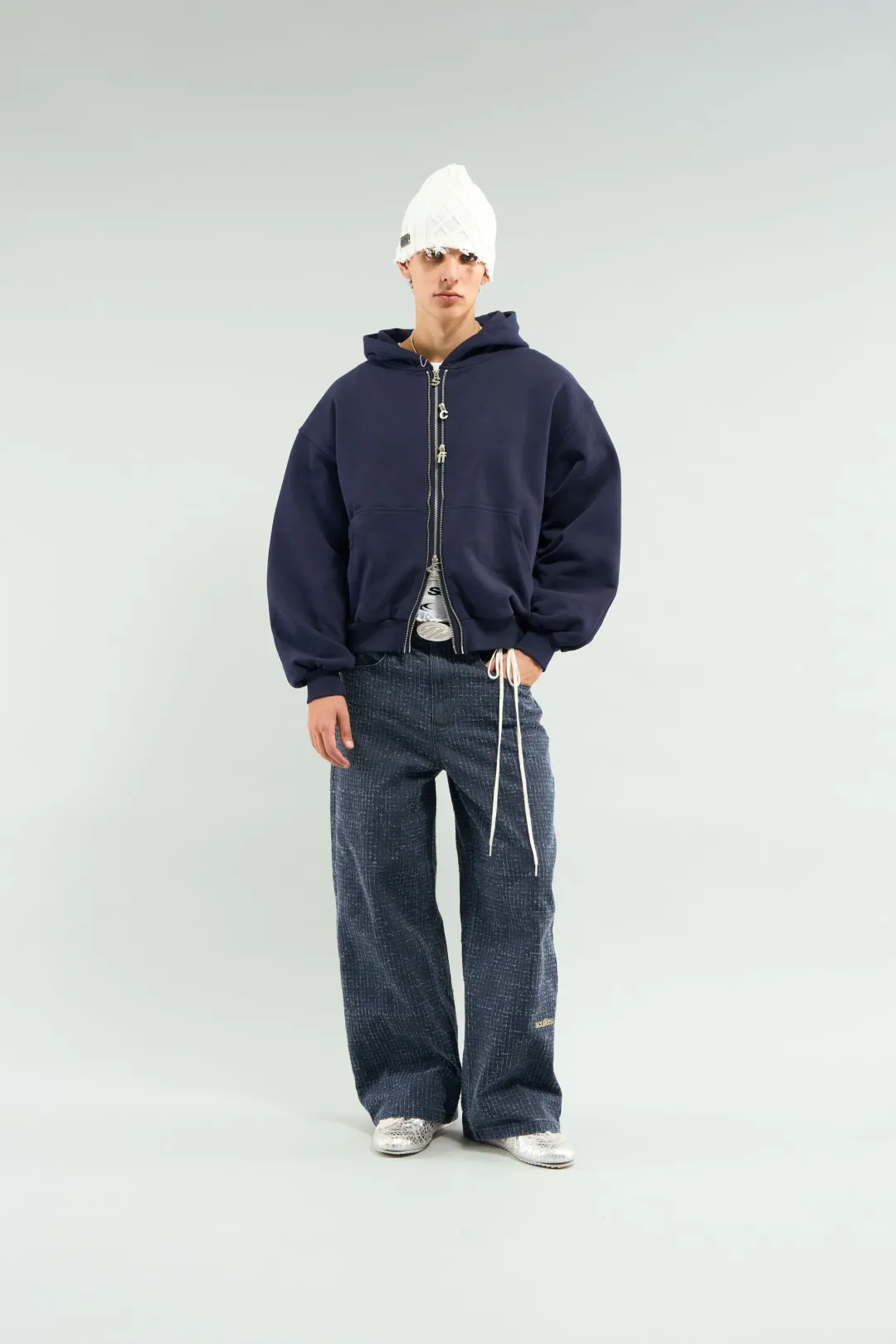 Fashion Scuffers Steel Navy Zipper