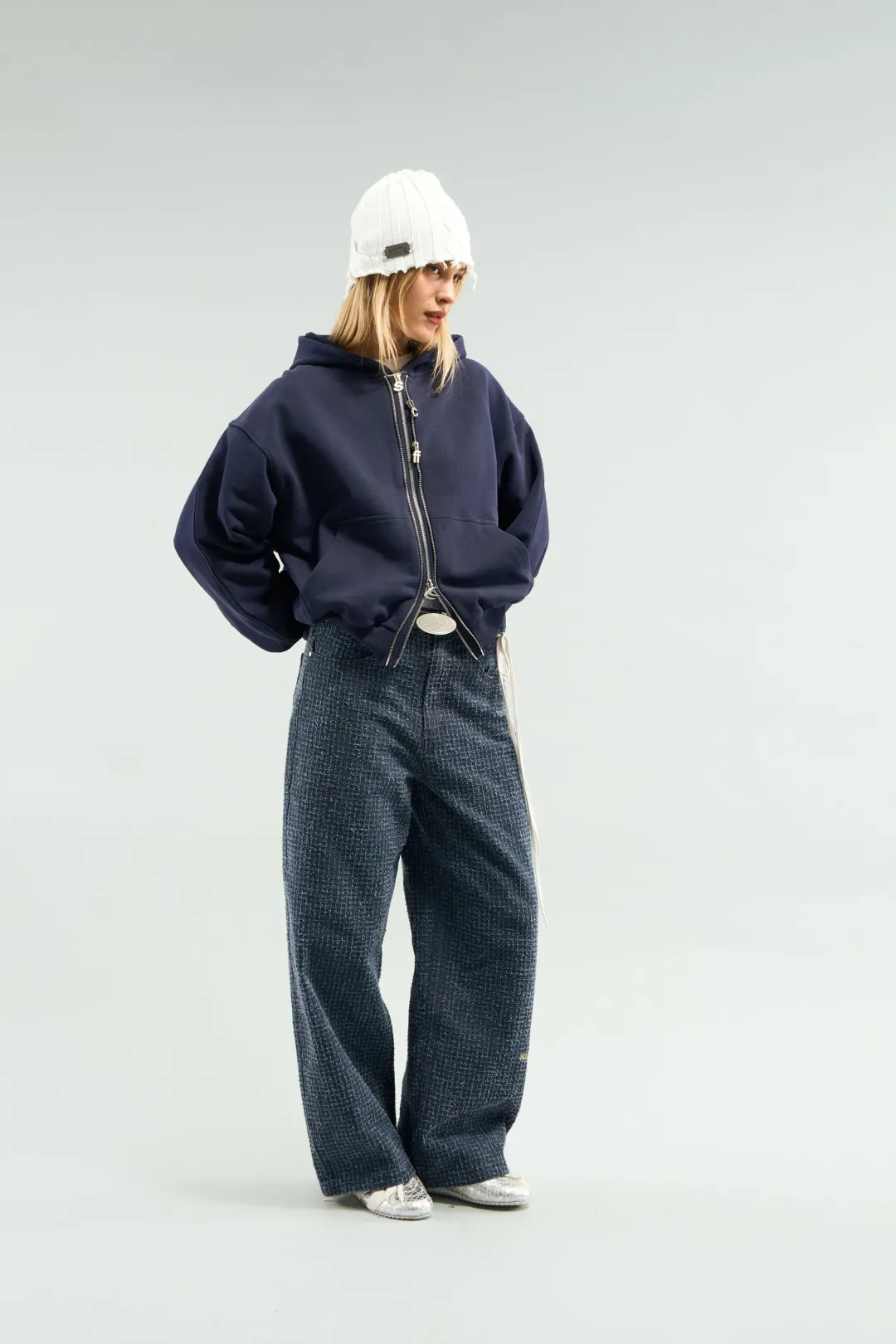 Fashion Scuffers Steel Navy Zipper